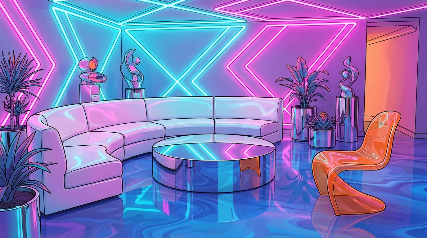Neon Lights And High Gloss Synthetic Materials