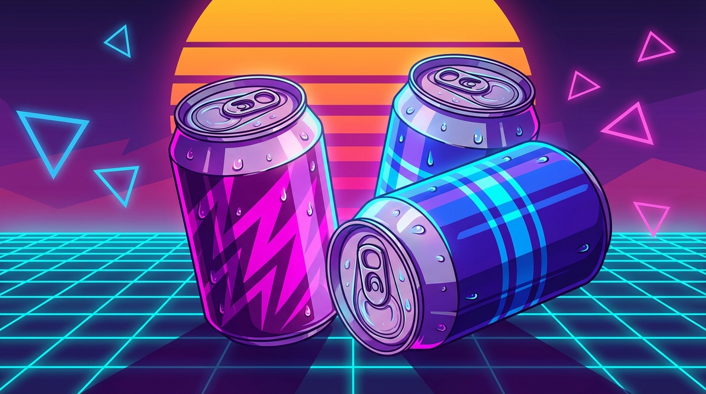 Retro Rewind: The Neon And Danger Of Vintage Soda Cans Aggressive Neon Graphics And Synthwave Vibes
