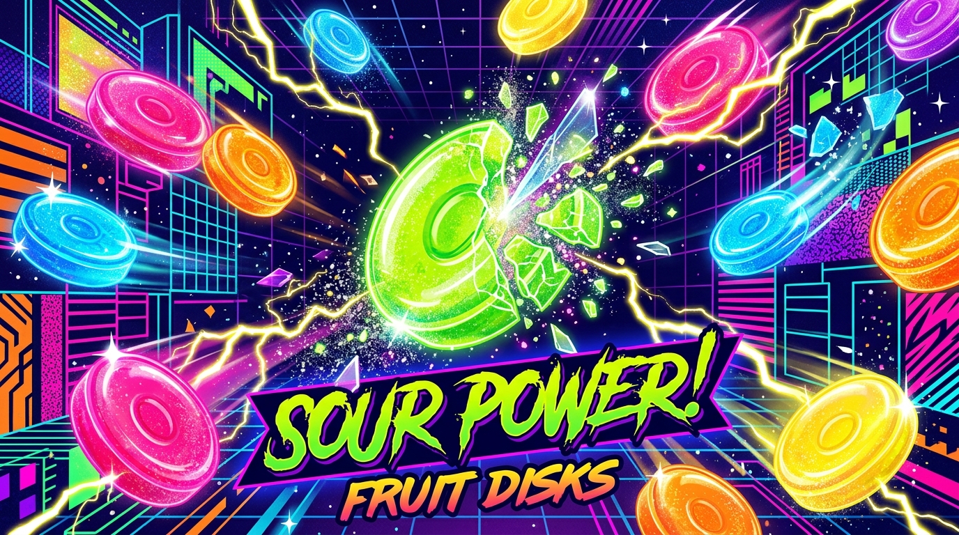 The Neon Glow Of Retro Trappy Snacks The Sour Power Of Fruit Disks