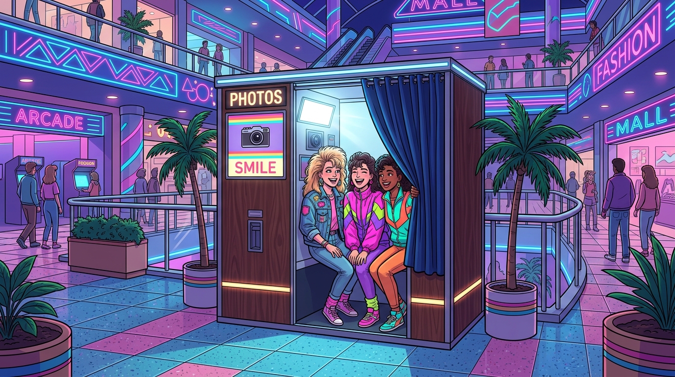 Flashback To The Neon Glow Of Mall Photo Booths Featured Image