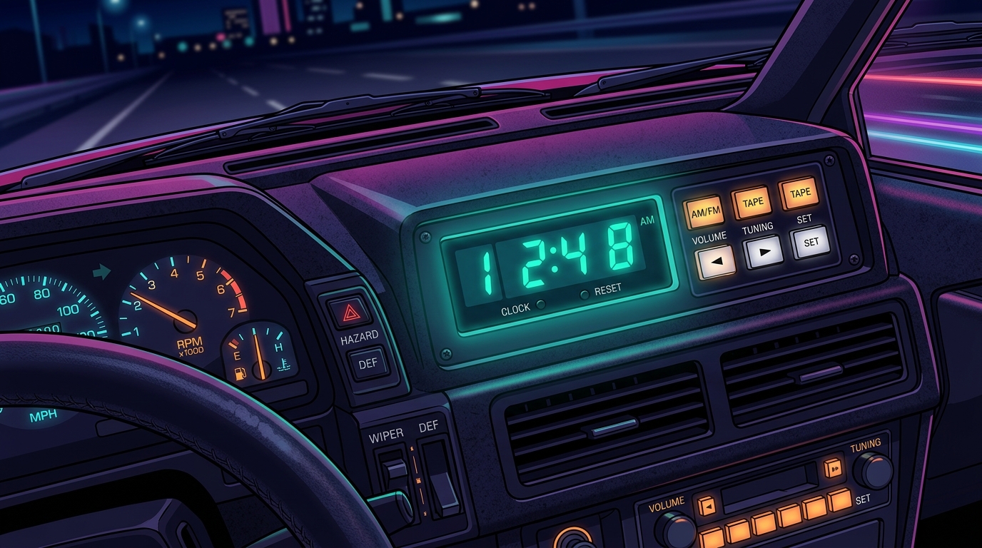 Neon Dreams And Vacuum Fluorescent Car Clocks Featured Image