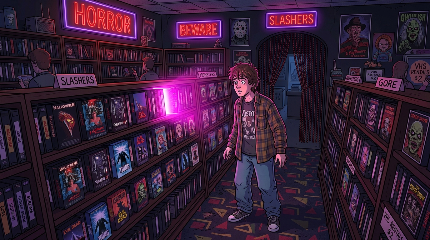 The Forbidden Glow Of The Rental Store Horror Section Featured Image