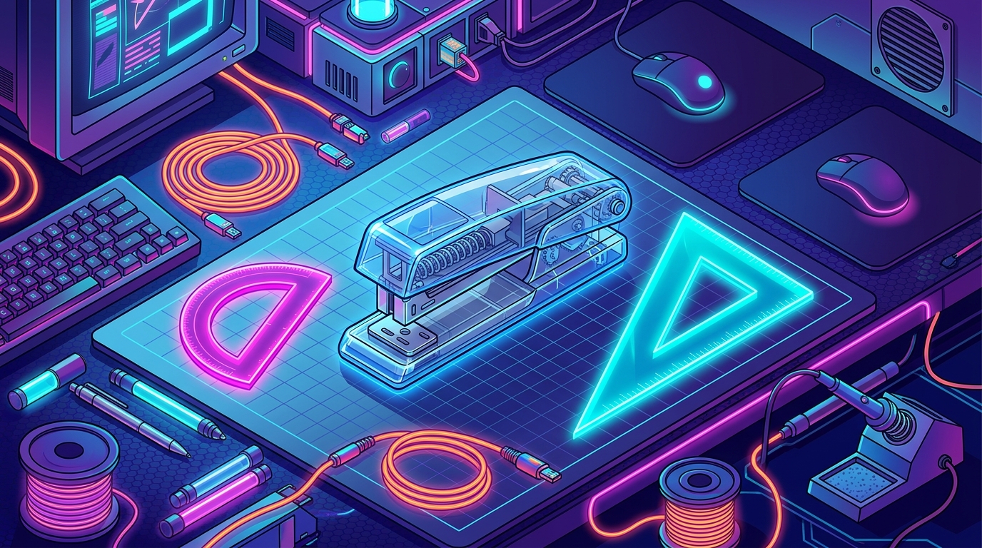 Clear Plastic Tech And Geometric Neon Tools