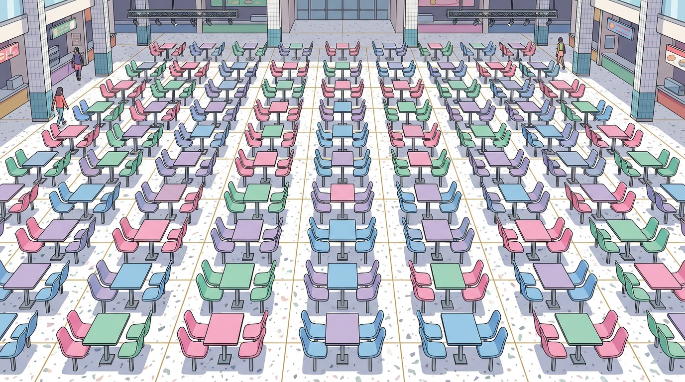 Geometry Of The Plastic Pastel Seating Grid