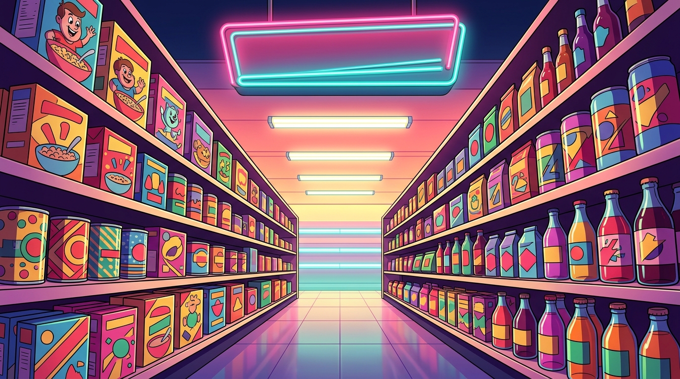 The Neon Glow Of Retro Grocery Aisles Featured Image