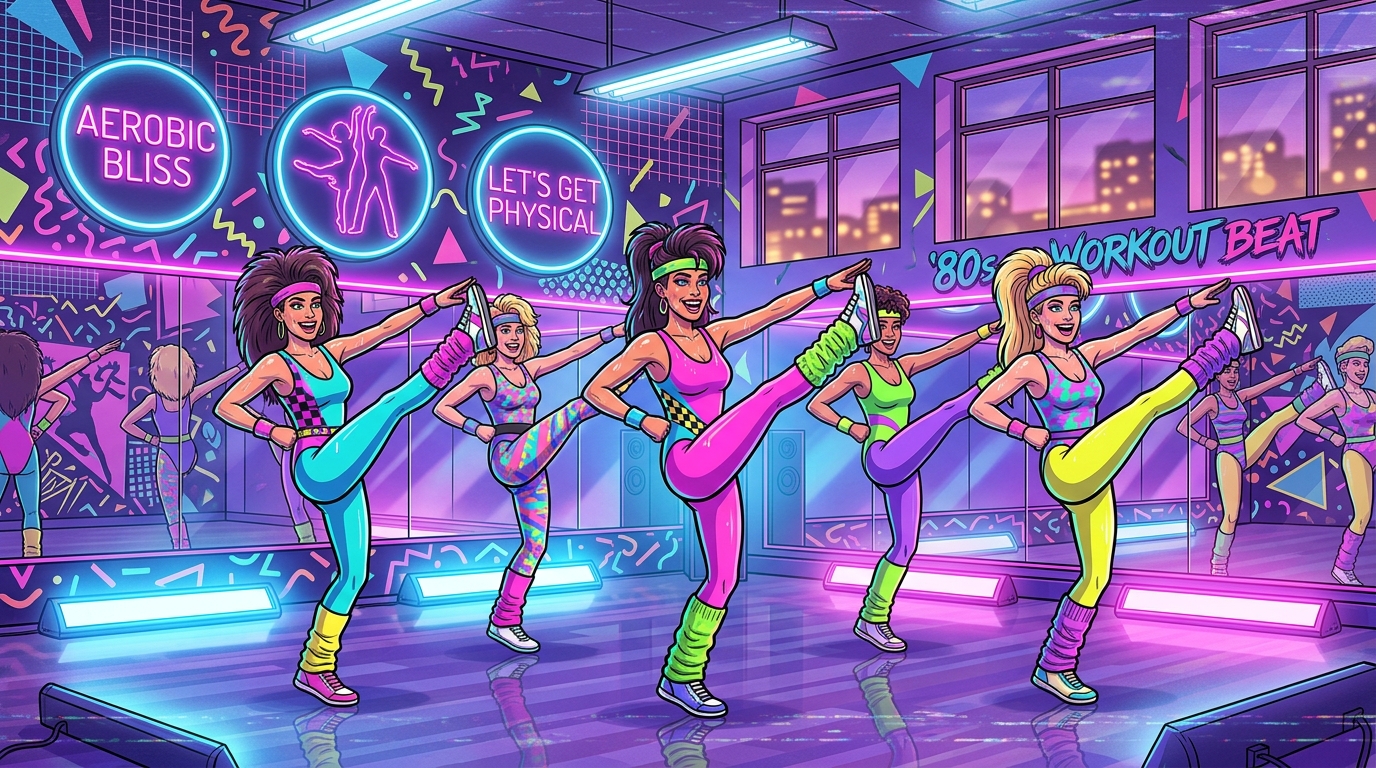 the neon glow of vhs sweat and spandex 1781604070074
