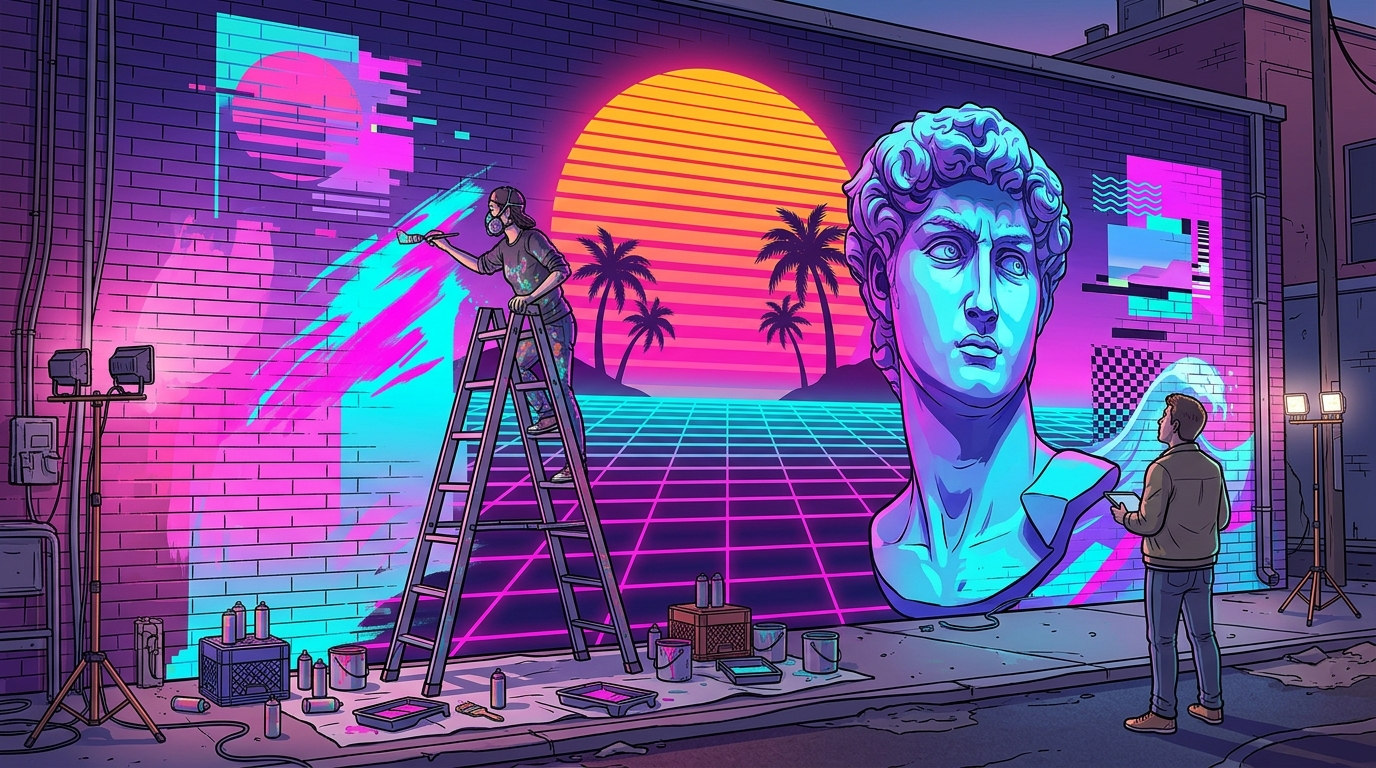 Vaporwave Mural Commission: How to Hire the Right Artist Featured Image